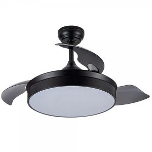 lampara ventilador de techo metal grande pequeno negro con luz motor dc silencioso con aspas retractiles transparentes plegables