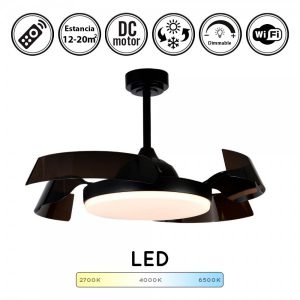 ventilador de techo inteligente negro batan lampara ventilador de techo moderno ventilador de techo con luz regulable