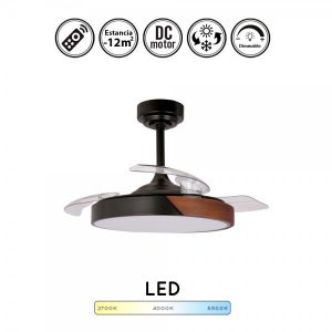 ventilador de techo taoro negro madera motor dc aspas retractiles 2 tamanos lampara ventilador de techo con luz regulable